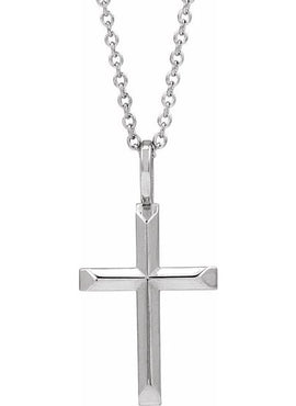 14K White Gold Knife-Edge Cross Charm/Pendant