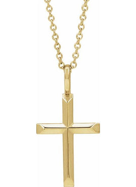 14K White Gold Knife-Edge Cross Charm/Pendant