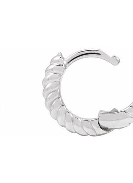Sterling Silver Left Hinged Rope Hoop Earring