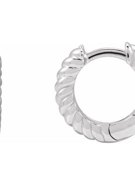 Sterling Silver Left Hinged Rope Hoop Earring