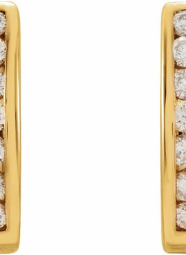 14K Yellow Gold 1/4 CTW Natural Diamond J-Hoop Earrings