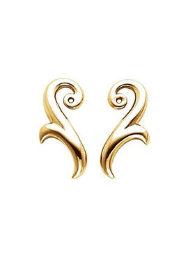 10K Yellow Gold 20x9.5 mm Scroll Earring Jackets