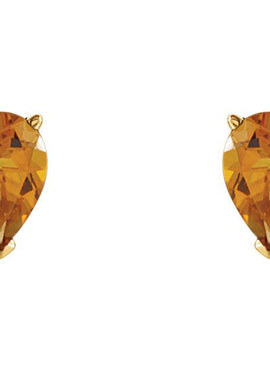 14K Yellow Gold 7x5 mm Pear Natural Citrine Earrings