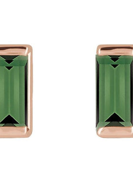 Platinum Natural Green Tourmaline Channel-Set Earrings