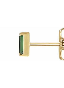 Platinum Natural Green Tourmaline Channel-Set Earrings