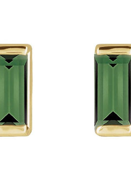 Platinum Natural Green Tourmaline Channel-Set Earrings