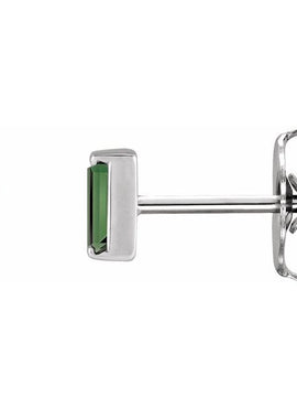 Platinum Natural Green Tourmaline Channel-Set Earrings