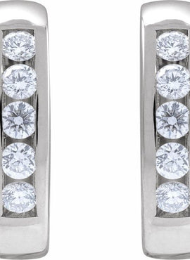 14K White Gold 1/3 CTW Natural Diamond 10 mm Hinged Hoop Earrings