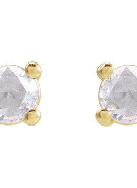 14K White Gold 1/4 CTW Rose-Cut Natural Diamond Stud Earrings
