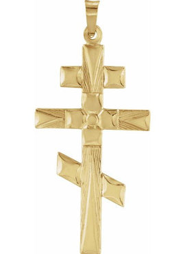 14K Yellow Gold 20x10 mm Orthodox Cross Pendant