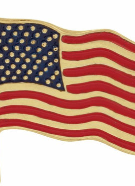 14K Yellow Gold 14.5x14 mm American Flag Lapel Pin