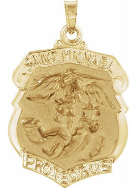 14K White Gold 16.5x14 mm St. Michael Medal