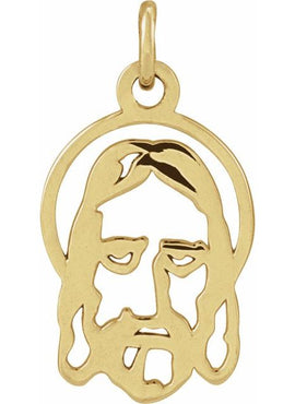 10K Yellow Gold 25x17 mm Face Of Jesus Silhouette Pendant