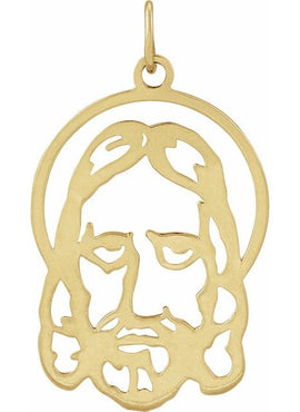 10K Yellow Gold 25x17 mm Face Of Jesus Silhouette Pendant