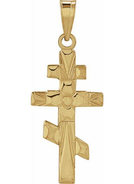 14K Yellow Gold 20x10 mm Orthodox Cross Pendant