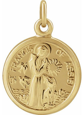 14K Yellow Gold 10.15x12 mm St. Francis of Assisi Medal