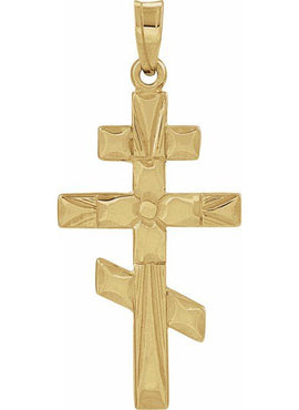 14K Yellow Gold 20x10 mm Orthodox Cross Pendant