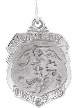 14K White Gold 16.5x14 mm St. Michael Medal
