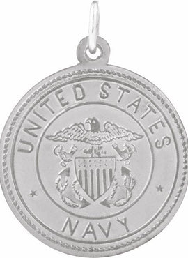 Sterling Silver 18 mm Round St. Christopher Medal U.S. Navy Medal