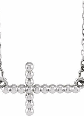 14K Yellow Gold 15.6x9.4 mm Sideways Beaded Cross 16.5