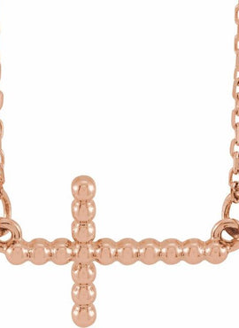 14K Yellow Gold 15.6x9.4 mm Sideways Beaded Cross 16.5