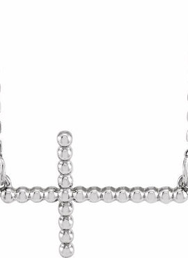 14K Yellow Gold 15.6x9.4 mm Sideways Beaded Cross 16.5
