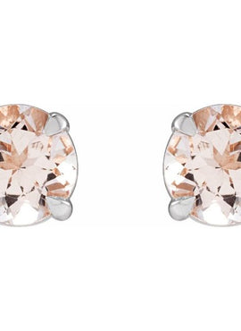14K White Gold Pink Morganite Earrings