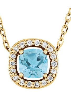 14K Yellow Gold Natural Sky Blue Topaz & .04 CTW Natural Diamond 16