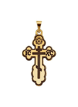 14K White Gold 32x21 mm Orthodox Cross Pendant