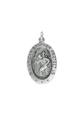 14K Yellow Gold 25x18 mm Oval St. Christopher Medal