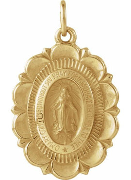 14K Yellow Gold Oval Miraculous Medal
