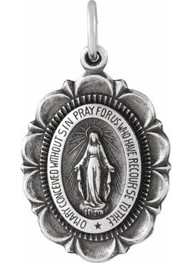 14K Yellow Gold Oval Miraculous Medal
