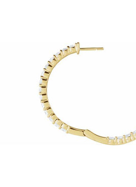 14K Yellow Gold 1 CTW Lab-Grown Diamond Inside-Outside Hinged 19.3 mm Hoop Earrings