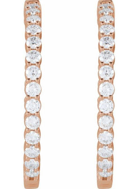 14K Yellow Gold 1 CTW Lab-Grown Diamond Inside-Outside Hinged 19.3 mm Hoop Earrings