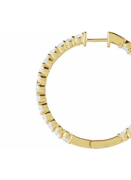 14K Yellow Gold 1 CTW Lab-Grown Diamond Inside-Outside Hinged 19.3 mm Hoop Earrings