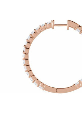 14K Yellow Gold 1 CTW Lab-Grown Diamond Inside-Outside Hinged 19.3 mm Hoop Earrings
