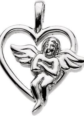 18K Yellow Gold 18x15 mm Angel Heart Pendant