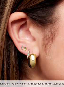Platinum Natural Green Tourmaline Channel-Set Earrings