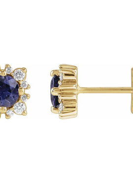 Sterling Silver 4 mm Natural Iolite & 1/6 CTW Natural Diamond Halo-Style Earrings