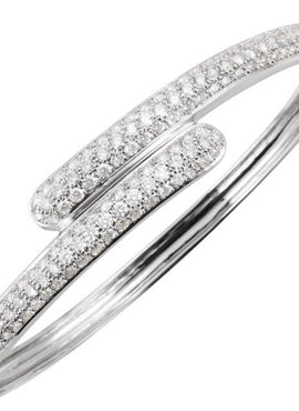 14K White Gold 3 CTW Natural Diamond Bangle 6 1/2