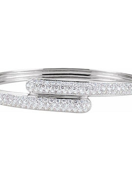 14K White Gold 3 CTW Natural Diamond Bangle 6 1/2