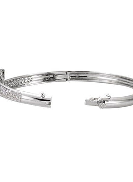 14K White Gold 3 CTW Natural Diamond Bangle 6 1/2