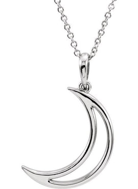 Sterling Silver 25.7x4.7 mm Crescent Moon Pendant