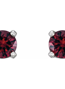 14K White Gold Imitation Mozambique Garnet Youth Earrings