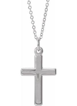 14K White Gold Cross 18