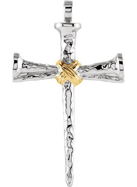 14K Yellow Gold Nail Cross Pendant