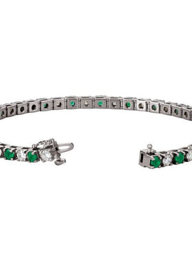 Platinum Natural Emerald & 2 1/3 CTW Natural Diamond Line 7