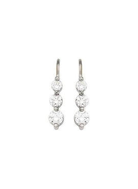 14K White Gold Imitation White Cubic Zirconia Three-Stone Earrings
