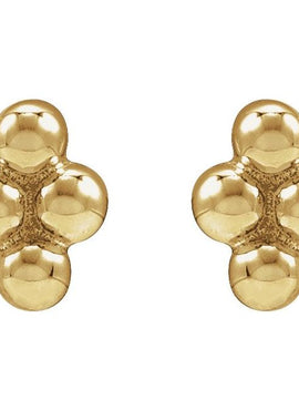 14K White Gold 4 Beads Stud Earrings