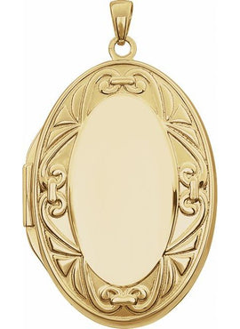 14K Yellow Gold Engravable Oval Locket